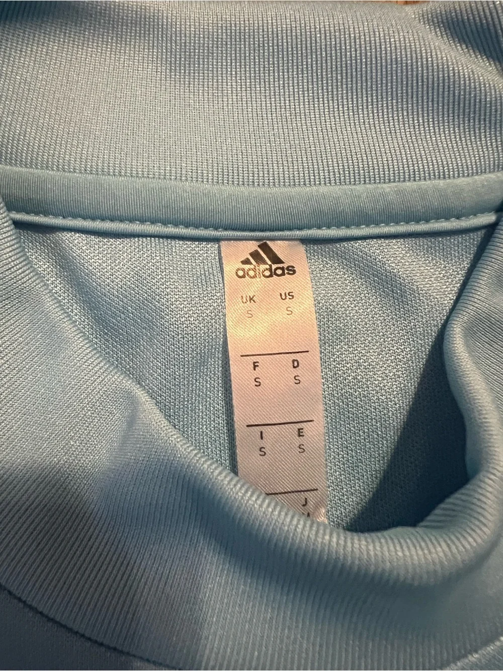 Adidas Light Blue MNFC Long-Sleeve Training Jersey with navy Accents Sz small